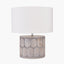 Cezara Embossed Grey Wood Wide Table Lamp