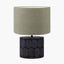 Cezara Embossed Black Wood Wide Table Lamp Base with Edward 35cm Pistachio Green Linen Cylinder Lampshade