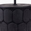 Cezara Embossed Black Wood Wide Table Lamp Base with Lino 35cm Black Self Lined Linen Cylinder Lampshade