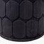 Cezara Embossed Black Wood Wide Table Lamp Base with Lino 35cm Black Self Lined Linen Cylinder Lampshade