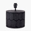 Cezara Embossed Black Wood Wide Table Lamp