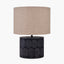 Cezara Embossed Black Wood Wide Table Lamp