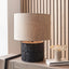 Cezara Embossed Black Wood Wide Table Lamp