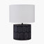 Cezara Embossed Black Wood Wide Table Lamp