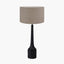 Marin Black Wood Tall Neck Table Lamp Base with Edward 40cm Natural Linen Cylinder Lampshade