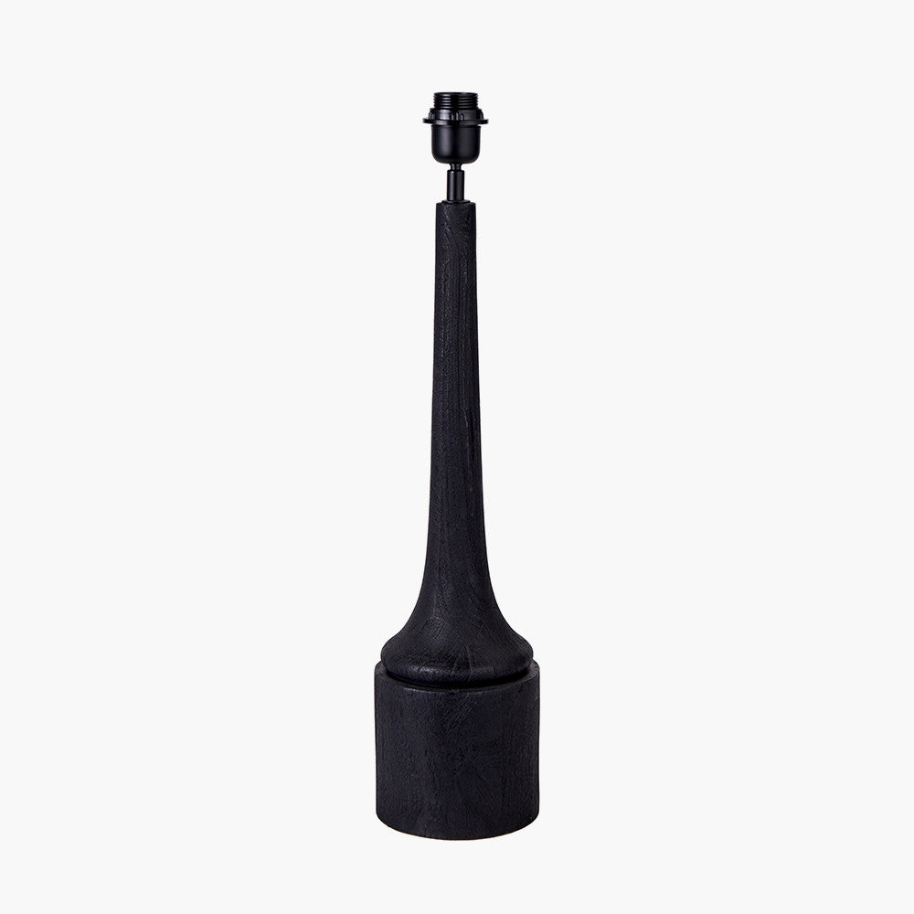 Marin Black Wood Tall Neck Table Lamp Base with Vienna 40cm Black Chevron Mushroom Pleat Lampshade