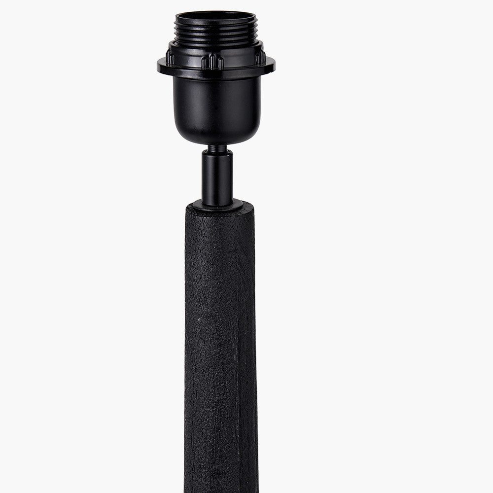 Marin Black Wood Tall Neck Table Lamp Base with Vienna 40cm Blue Chevron Mushroom Pleat Lampshade