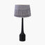Marin Black Wood Tall Neck Table Lamp Base with Vienna 40cm Blue Chevron Mushroom Pleat Lampshade