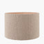 Nelu Grey Engraved Wood Dome Table Lamp Base with Rouen 35cm Taupe Boucle Cylinder Lampshade