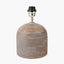 Nelu Grey Engraved Wood Dome Table Lamp Base with Lino 35cm Black Self Lined Linen Cylinder Lampshade