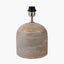 Nelu Grey Engraved Wood Dome Table Lamp Base with Lino 35cm Grey Self Lined Linen Cylinder Lampshade