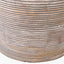 Nelu Grey Engraved Wood Dome Table Lamp Base with Lino 35cm White Self Lined Linen Cylinder Lampshade