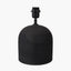 Nelu Black Engraved Wood Dome Table Lamp Base with Henry 35cm White Handloom Cylinder Lampshade
