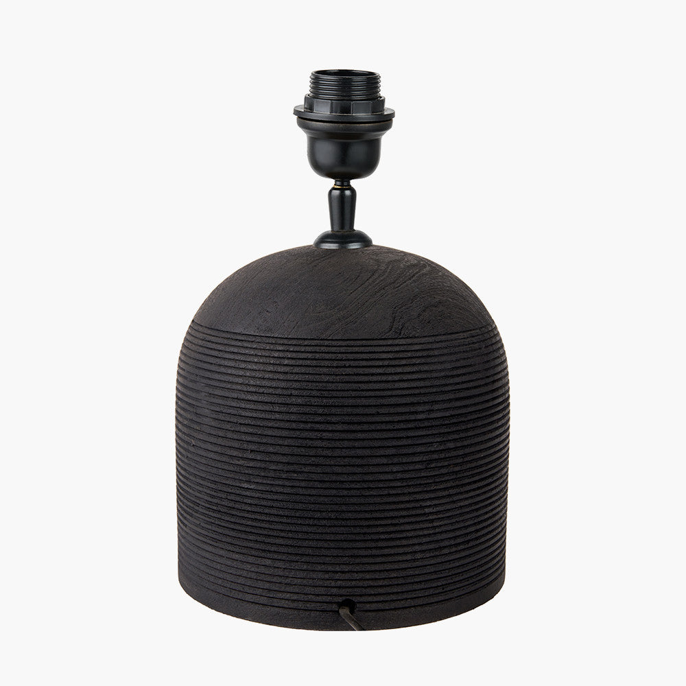 Nelu Black Engraved Wood Dome Table Lamp Base