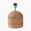 Nelu Natural Engraved Wood Dome Table Lamp Base with Henry 35cm White Handloom Cylinder Lampshade