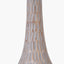 Ioan Grey Engraved Wood Bottle Table Lamp Base with Izara 40cm Lilac Ikat Patterned Mushroom Pleat Tapered Lampshade