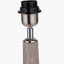 Ioan Grey Engraved Wood Bottle Table Lamp Base with Izara 40cm Ocean Blue Ikat Patterned Mushroom Pleat Tapered Lampshade