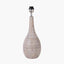 Ioan Grey Engraved Wood Bottle Table Lamp Base with Izara 40cm Racing Green Ikat Patterned Mushroom Pleat Tapered Lampshade
