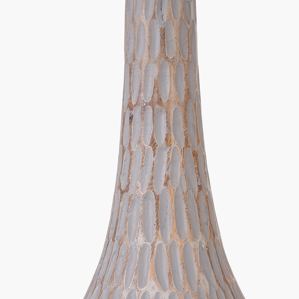 Ioan Grey Engraved Wood Bottle Table Lamp Base with Izara 40cm Racing Green Ikat Patterned Mushroom Pleat Tapered Lampshade