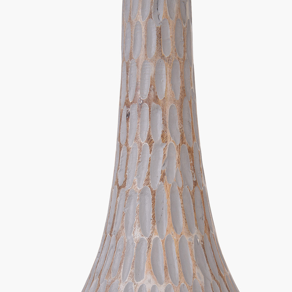 Ioan Grey Engraved Wood Bottle Table Lamp