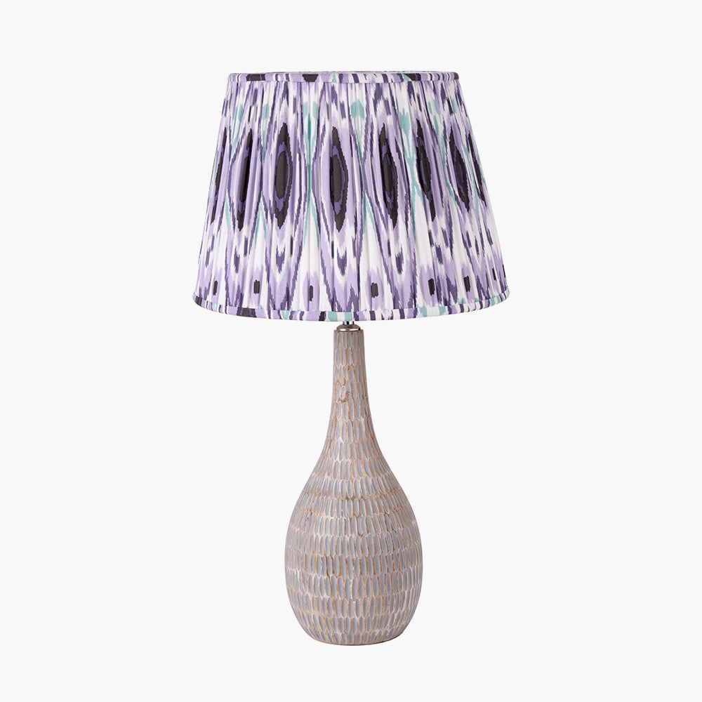 Ioan Grey Engraved Wood Bottle Table Lamp