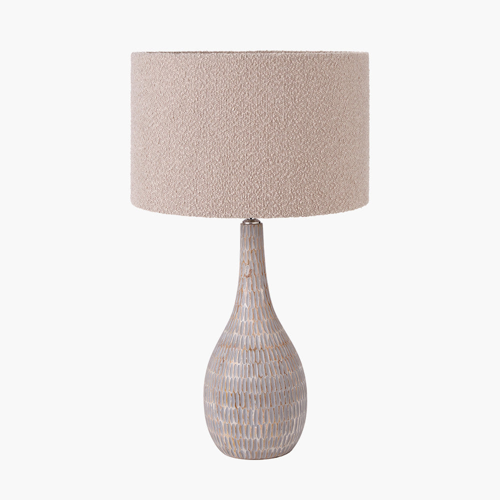 Ioan Grey Engraved Wood Bottle Table Lamp