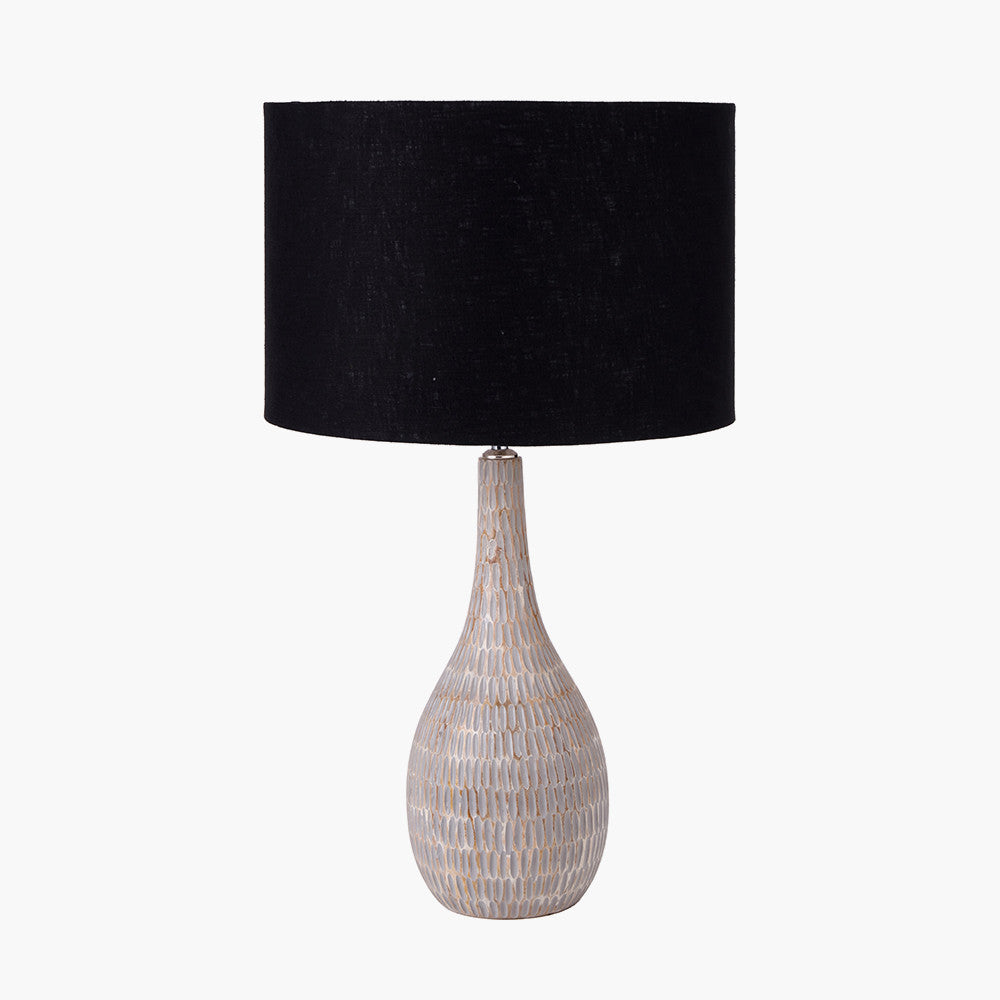 Ioan Grey Engraved Wood Bottle Table Lamp