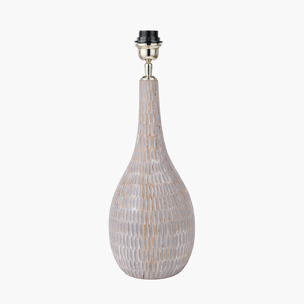 Ioan Grey Engraved Wood Bottle Table Lamp
