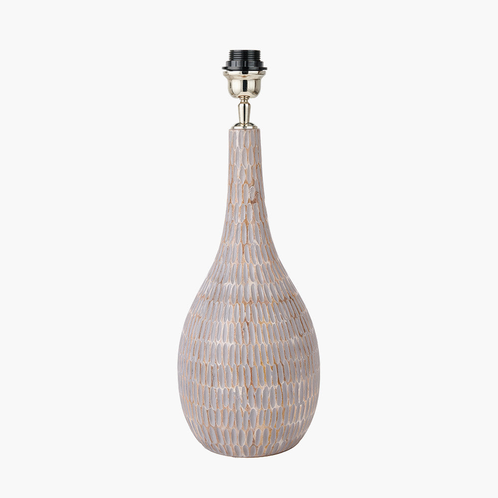 Ioan Grey Engraved Wood Bottle Table Lamp