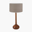 Toma Oiled Wood Tall Neck Table Lamp Base with Edward 35cm Natural Linen Cylinder Lampshade