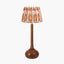 Toma Oiled Wood Tall Neck Table Lamp Base with Izara 35cm Cinnamon Ikat Patterned Mushroom Pleat Tapered Lampshade
