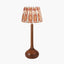Toma Oiled Wood Tall Neck Table Lamp Base with Izara 35cm Cinnamon Ikat Patterned Mushroom Pleat Tapered Lampshade