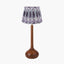 Toma Oiled Wood Tall Neck Table Lamp Base with Izara 35cm Lilac Ikat Patterned Mushroom Pleat Tapered Lampshade