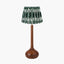 Toma Oiled Wood Tall Neck Table Lamp Base with Izara 35cm Racing Green Ikat Patterned Mushroom Pleat Tapered Lampshade