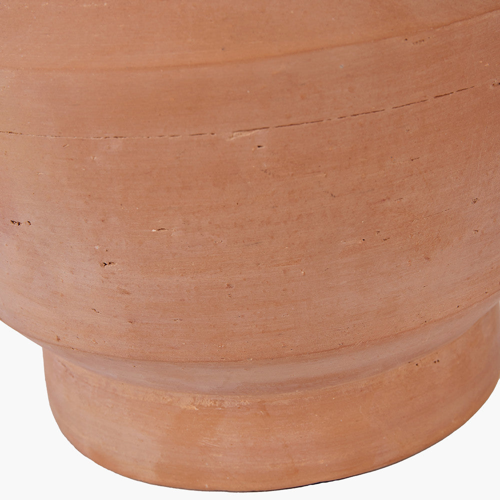 Inna Natural Urn Terracotta Table Lamp Base with Lino 35cm Black Self Lined Linen Cylinder Lampshade
