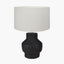 Inna Black Urn Terracotta Table Lamp Base with Henry 35cm White Handloom Cylinder Lampshade