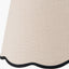 Inna Black Urn Terracotta Table Lamp Base with Tabitha 35cm Cream Jute Scalloped Edge Tapered Lamp Shade with Contrast Binding