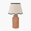 Sierra Natural Tall Ribbed Terracotta Table Lamp Base with Tabitha 35cm Cream Jute Scalloped Edge Tapered Lamp Shade with Contrast Binding