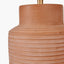 Sierra Natural Tall Ribbed Terracotta Table Lamp Base with Tabitha 35cm Cream Jute Scalloped Edge Tapered Lamp Shade with Contrast Binding