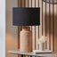Sierra Natural Tall Ribbed Terracotta Table Lamp Base with Lino 35cm Black Self Lined Linen Cylinder Lampshade