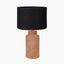 Sierra Natural Tall Ribbed Terracotta Table Lamp Base with Lino 35cm Black Self Lined Linen Cylinder Lampshade
