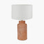 Sierra Natural Tall Ribbed Terracotta Table Lamp Base with Lino 35cm White Self Lined Linen Cylinder Lampshade