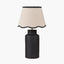 Sierra Black Tall Ribbed Terracotta Table Lamp Base with Tabitha 35cm Cream Jute Scalloped Edge Tapered Lamp Shade with Contrast Binding