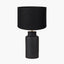 Sierra Black Tall Ribbed Terracotta Table Lamp Base with Lino 35cm Black Self Lined Linen Cylinder Lampshade