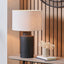 Sierra Black Tall Ribbed Terracotta Table Lamp Base with Lino 35cm White Self Lined Linen Cylinder Lampshade