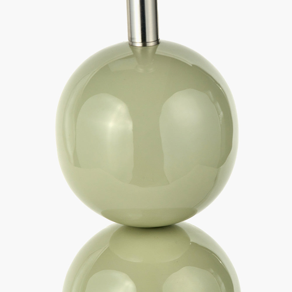 Sofia Sage and Silver Enamel 3 Ball Table Lamp Base with Harry 35cm Black Cotton Mix Cylinder Lampshade
