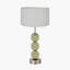 Sofia Sage and Silver Enamel 3 Ball Table Lamp Base with Harry 35cm Ivory Cotton Mix Cylinder Lampshade