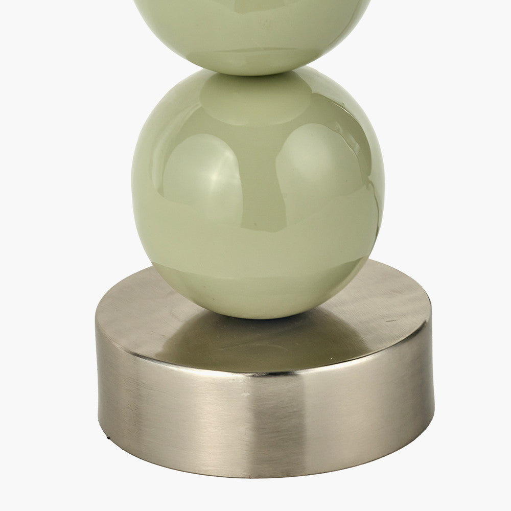 Sofia Sage and Silver Enamel 3 Ball Table Lamp Base with Harry 35cm Steel Grey Cotton Mix Cylinder Lampshade