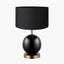 Sofia Black and Gold Enamel Table Lamp Base with Harry 35cm Black Cotton Mix Cylinder Lampshade