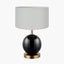 Sofia Black and Gold Enamel Table Lamp Base with Harry 35cm Ivory Cotton Mix Cylinder Lampshade